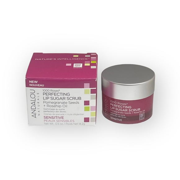 new Andalou Naturals ⚘ 1000 Roses Perfecting Lip Sugar Scrub ⚘ Full Size in Box - Picture 10 of 16
